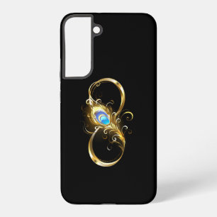 Oneindigheid met gouden pauwenveer samsung galaxy hoesje