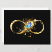 Oneindigheid met gouden pauwenveer save the date (Voorkant / Achterkant)