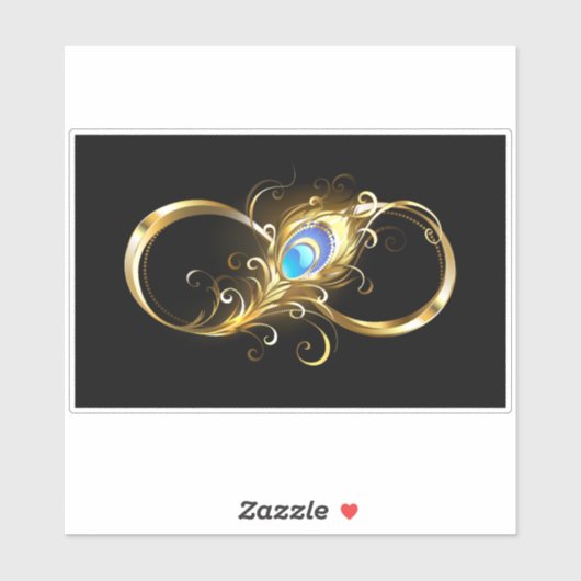 Oneindigheid met gouden pauwenveer sticker (Vel)