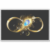 Oneindigheid met gouden pauwenveer sticker (Voorkant)