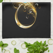 Oneindigheid met gouden pauwenveer theedoek (Gevouwen)