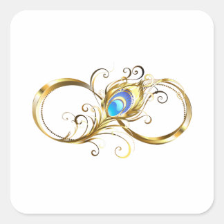 Oneindigheid met gouden pauwenveer vierkante sticker