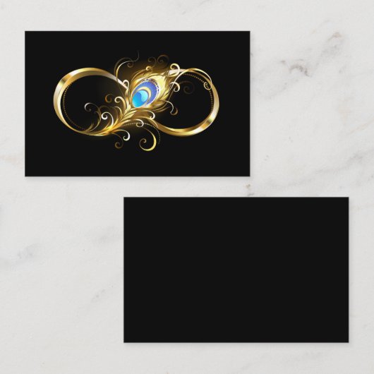 Oneindigheid met gouden pauwenveer visitekaartje (Voorkant / Achterkant)