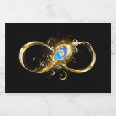 Oneindigheid met gouden pauwenveer voedselcontainer etiket (Enkel label)