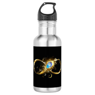 Oneindigheid met gouden pauwenveer waterfles 