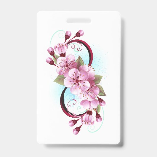 Oneindigheid met kersenbloesem bloemen badge (Voorzijde)