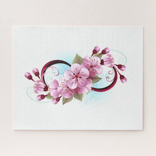 Oneindigheid met kersenbloesem bloemen legpuzzel (Horizontaal)