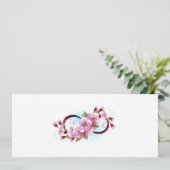 Oneindigheid met kersenbloesem bloemen save the date (Staand voorkant)
