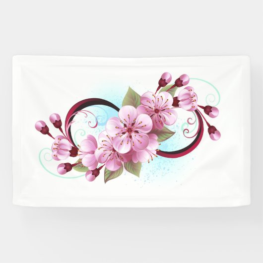 Oneindigheid met Kersenbloesem Bloemen Spandoek (Horizontaal)