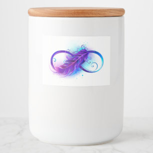 Oneindigheid met Paarse doezelaar Voedselcontainer Etiket