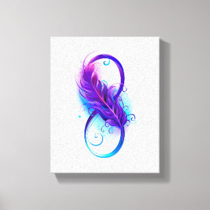 Oneindigheid met paarse veer canvas afdruk