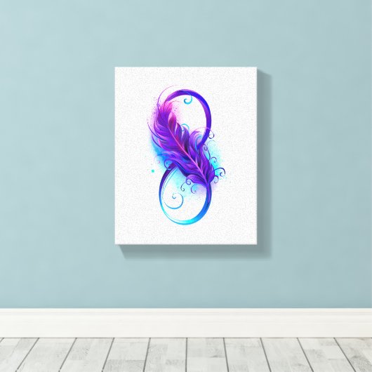 Oneindigheid met paarse veer canvas afdruk (Insitu (Houten vloer))