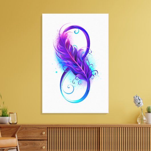 Oneindigheid met paarse veer canvas afdruk (Insitu (Woonkamer))