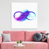 Oneindigheid met paarse veer canvas afdruk (Insitu (Woonkamer))