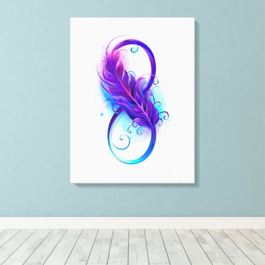 Oneindigheid met paarse veer canvas afdruk (Insitu (Houten vloer))