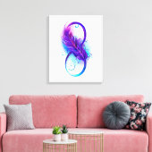 Oneindigheid met paarse veer canvas afdruk (Insitu (Woonkamer))