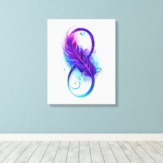 Oneindigheid met paarse veer canvas afdruk (Insitu (Houten vloer))