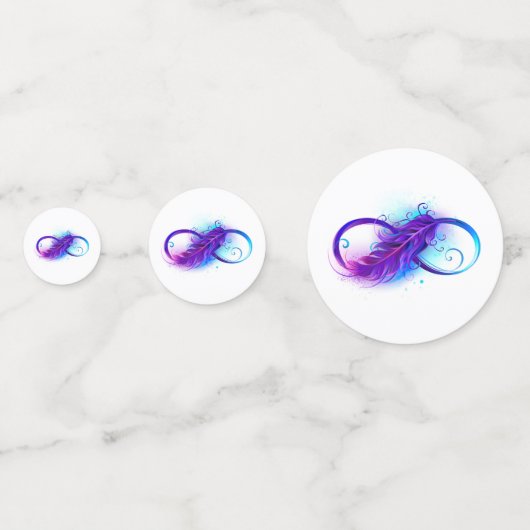 Oneindigheid met paarse veer confetti (Achterkanten)