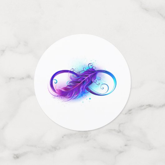 Oneindigheid met paarse veer confetti (Kleine voorkant)