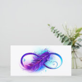 Oneindigheid met paarse veer feestdagenkaart (Staand voorkant)