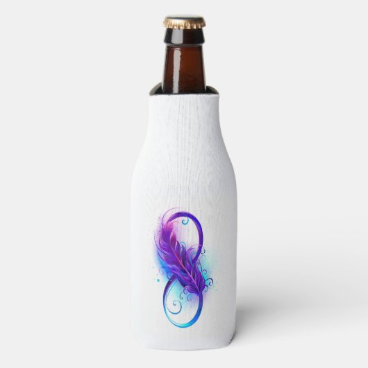 Oneindigheid met paarse veer flesjeskoeler (Fles Voorkant)