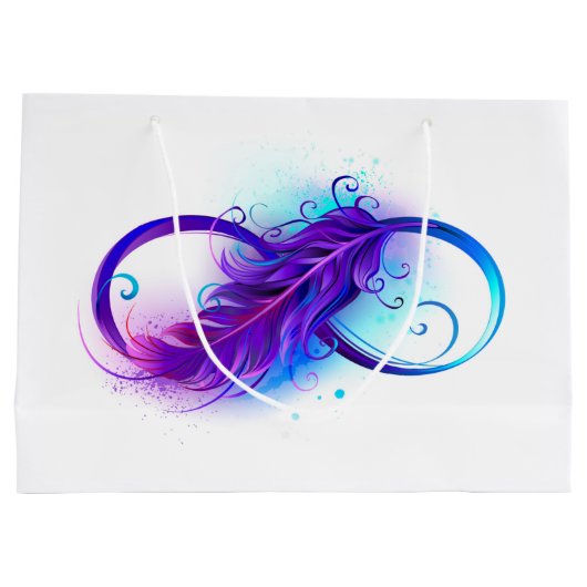 Oneindigheid met paarse veer groot cadeauzakje (Achterkant)