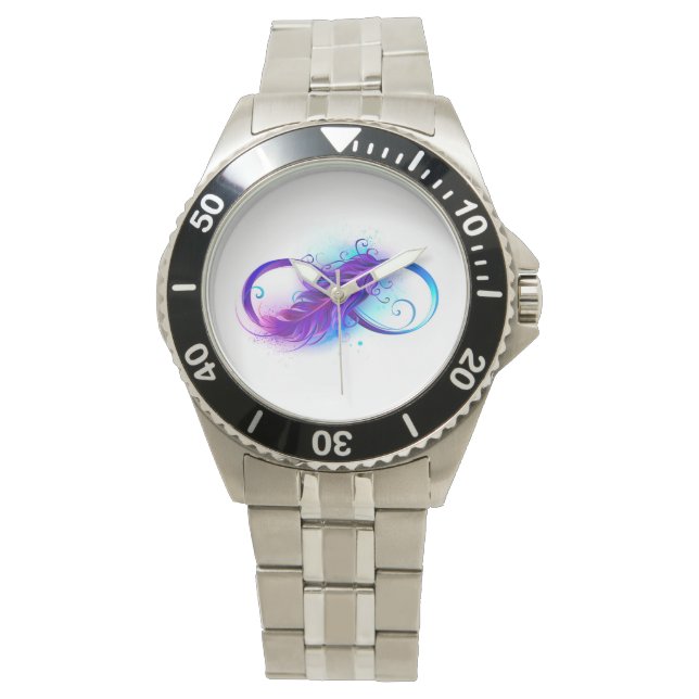 Oneindigheid met paarse veer horloge (Voorkant)