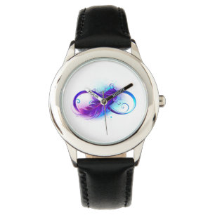 Oneindigheid met paarse veer horloge