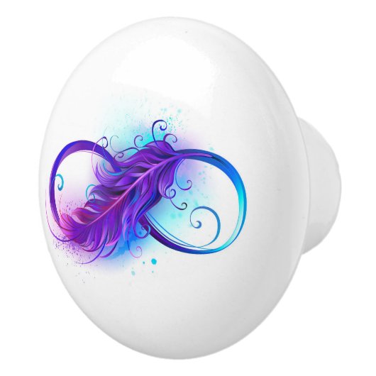 Oneindigheid met paarse veer keramische knop (Rechts)