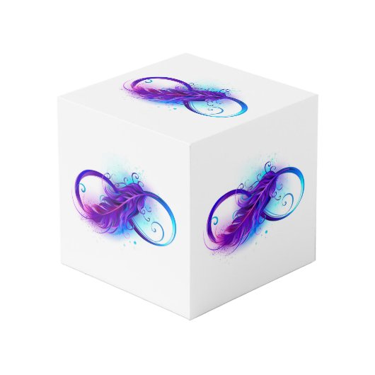 Oneindigheid met paarse veer kubus (Voorkant hoekig)