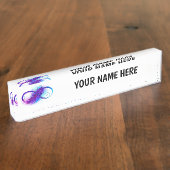 Oneindigheid met paarse veer naambordje (Zijkant)