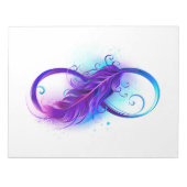 Oneindigheid met paarse veer notitieblok (Voorkant)