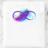 Oneindigheid met paarse veer ovale sticker (Tas)