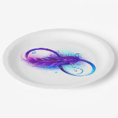 Oneindigheid met paarse veer papieren bordje (Gekanteld)