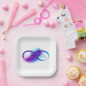 Oneindigheid met paarse veer papieren bordje (Feest)