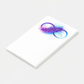 Oneindigheid met paarse veer post-it® notes (Schuin)