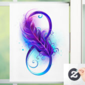 Oneindigheid met paarse veer raamsticker (Huis)