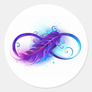 Oneindigheid met paarse veer ronde sticker
