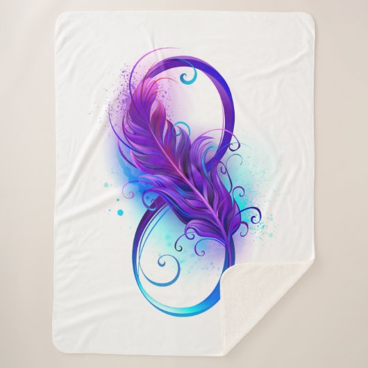 Oneindigheid met paarse veer sherpa deken (Voorkant)