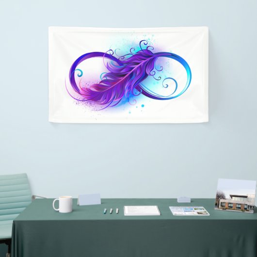 Oneindigheid met paarse veer spandoek (Beurs)