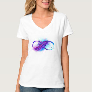 Oneindigheid met paarse veer t-shirt