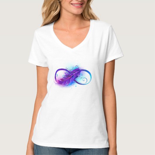 Oneindigheid met paarse veer t-shirt (Voorkant)
