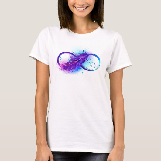Oneindigheid met paarse veer t-shirt (Voorkant)