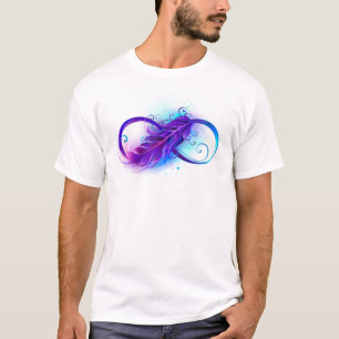 Oneindigheid met paarse veer t-shirt