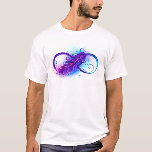 Oneindigheid met paarse veer t-shirt (Voorkant)