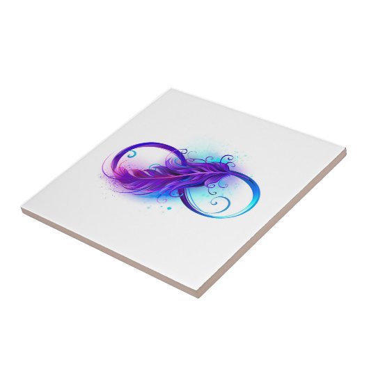 Oneindigheid met paarse veer tegeltje (Zijkant)