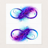 Oneindigheid met paarse veer visitekaartje (Buitenkant ongevouwen)