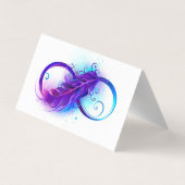 Oneindigheid met paarse veer visitekaartje (Achterkant)