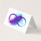 Oneindigheid met paarse veer visitekaartje (Voorkant)