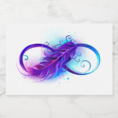 Oneindigheid met paarse veer voedselcontainer etiket (Enkel label)